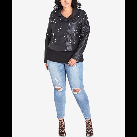 City Chic Moto Faux Leather Jacket - Picture 4 of 6